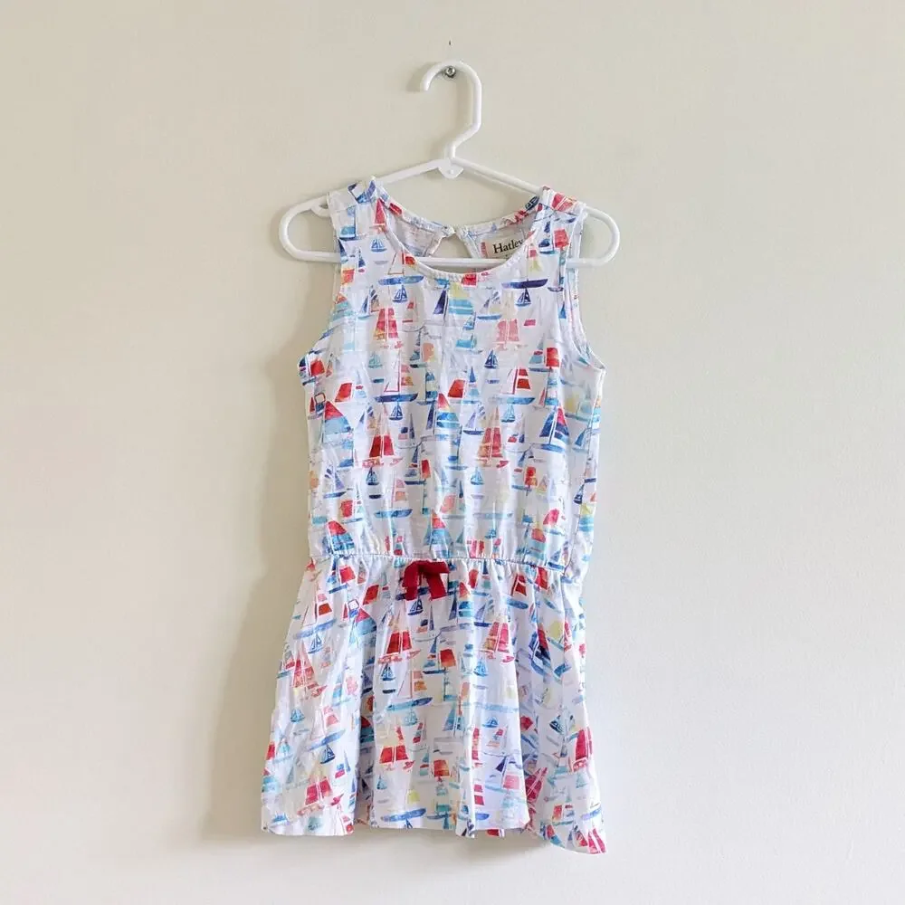 Hatley Sailboat Dress Size 4 Tank Keyhole Back Nautical Boats Multicolor
